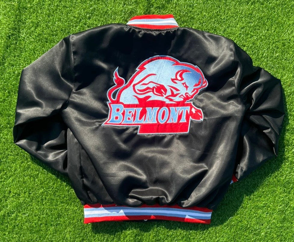 Belmot Bison Satin Bomber Jacket