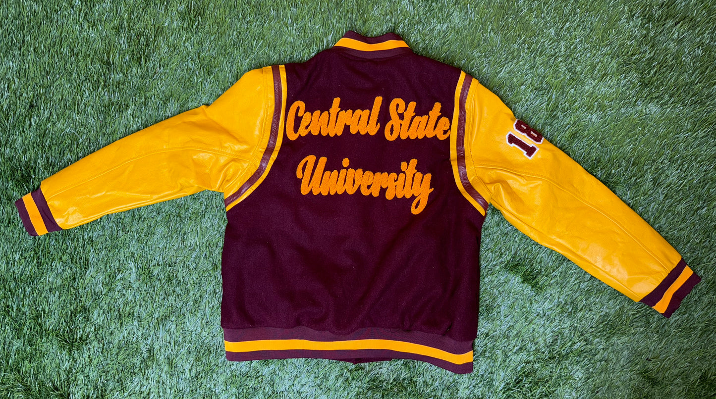 CENTRAL STATE UNIVERSITY - LETTERMAN VARSITY JACKET (GOLD SLEEVES)