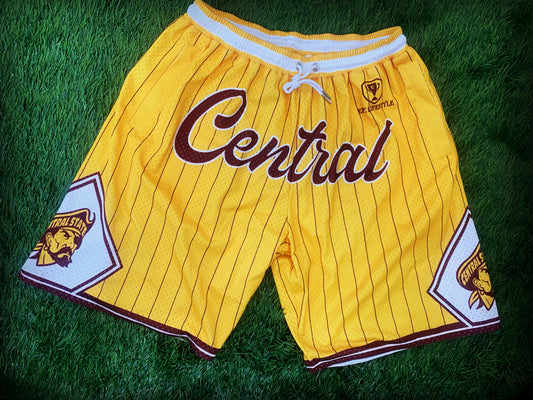 Central State University (CSU) Basketball Shorts - Gold Pinstripe